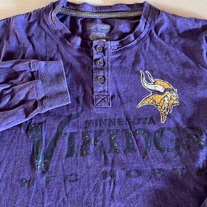 NFL Minnesota Vikings Button Henley Long Sleeve Graphic T Mens L